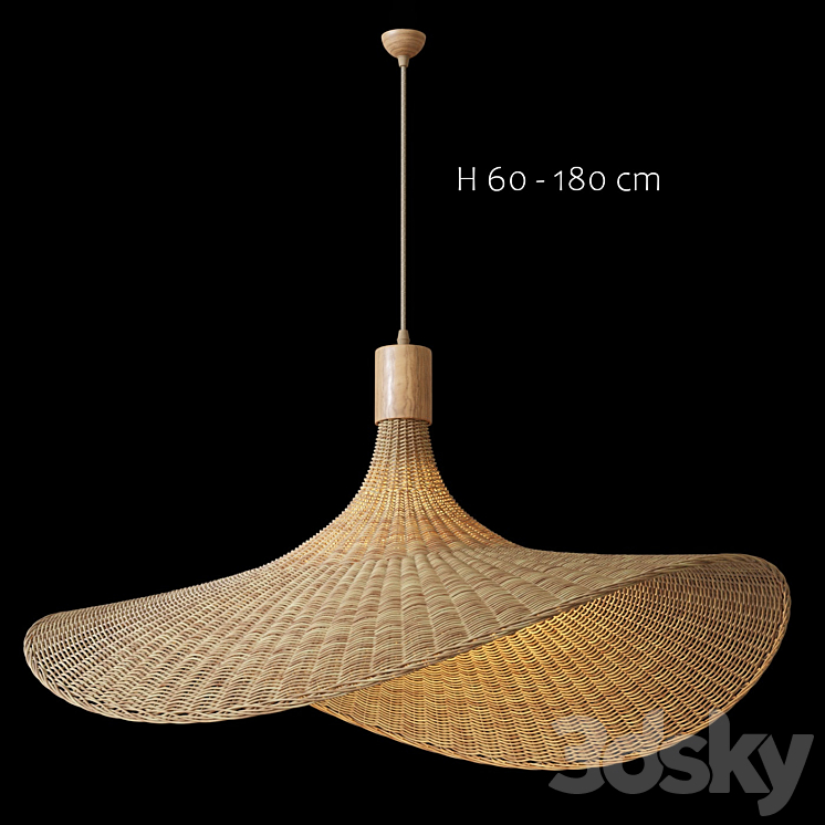 Hanging lamp – wicker hat 3DS Max Model - thumbnail 2