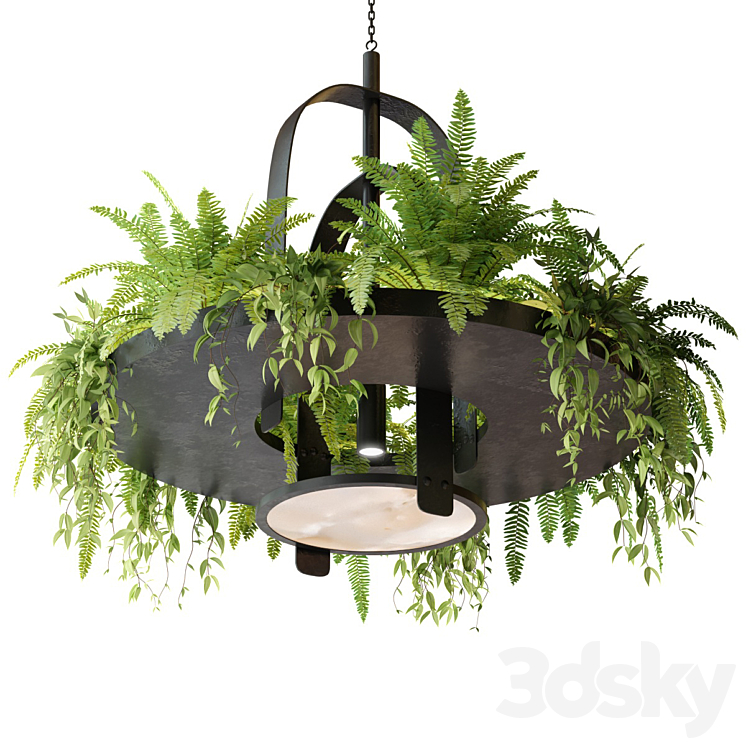 Hanging lamp with plants 3DS Max Model - thumbnail 1