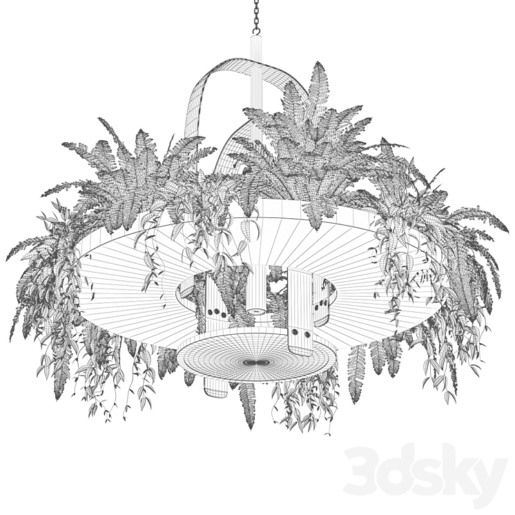 Hanging lamp with plants 3DS Max Model - thumbnail 2