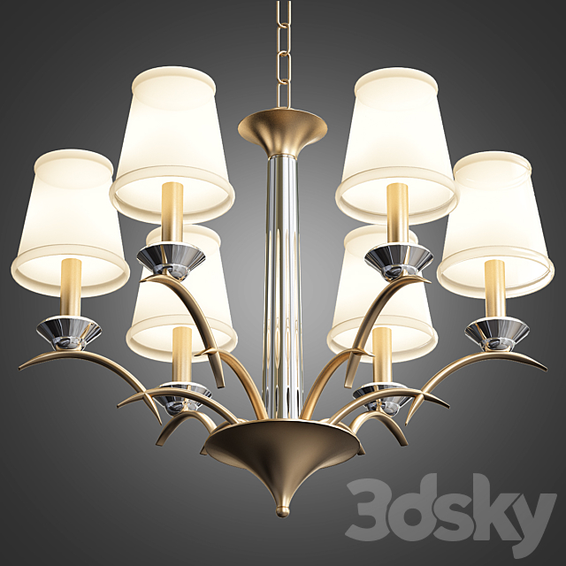 Hudson Valley Marcellus 6-light Aged Brass Chandelier 3DSMax File - thumbnail 1