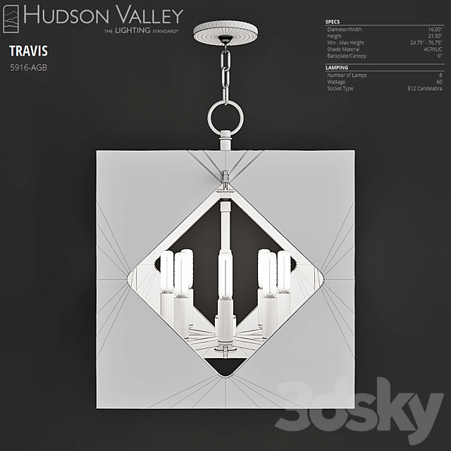 Hudson Valley TRAVIS 5916-AGB 3DS Max Model - thumbnail 2