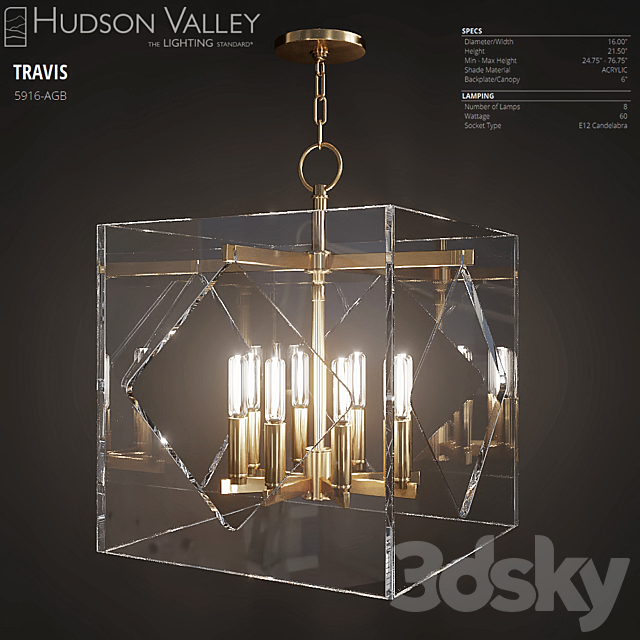 Hudson Valley TRAVIS 5916-AGB 3DS Max Model - thumbnail 3