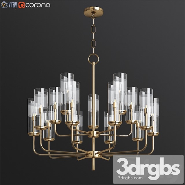 Hudson valley wentworth 31 inch wide aged brass chandelier 3dsmax Download - thumbnail 1