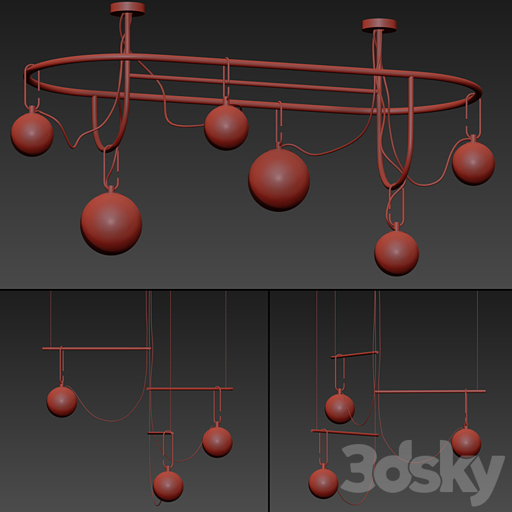 Ic Flos Hanging Pendant Lamp Set 3DS Max Model - thumbnail 2