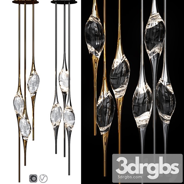 Il pezzo 12 round chandelier nickel and gold 3dsmax Download - thumbnail 1