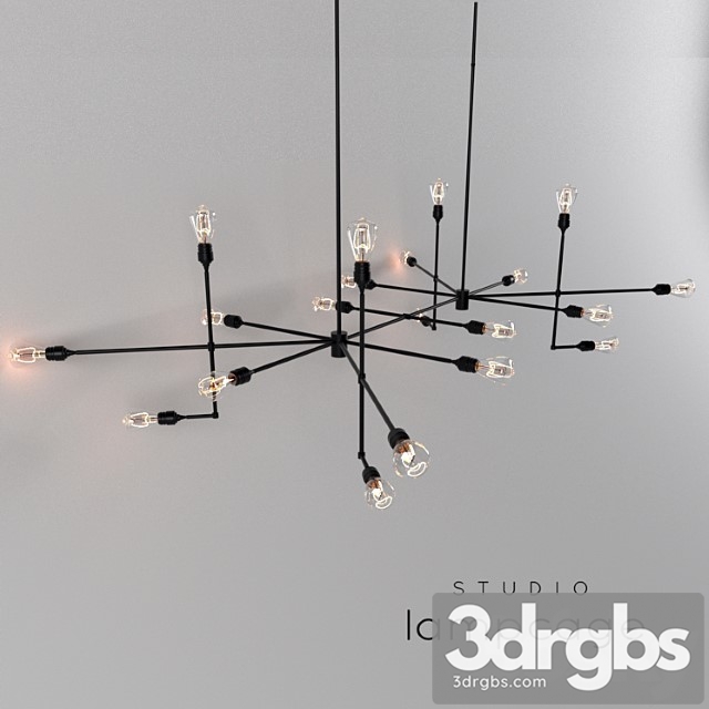 Industrial Bar By Lamp Cage Chandelier Black V2 1 3dsmax Download - thumbnail 1