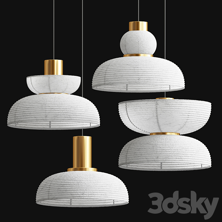 Japanese Pendant Lamp 3DS Max Model - thumbnail 2