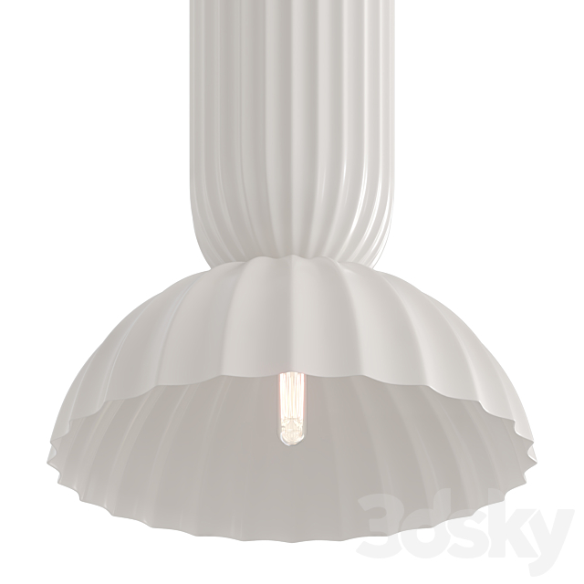 Jeanne Fluted White Porcelain Dome Pendant 3DS Max Model - thumbnail 2