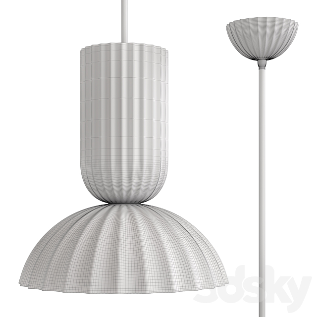 Jeanne Fluted White Porcelain Dome Pendant 3DS Max Model - thumbnail 3