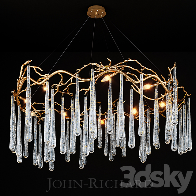 John Richard Brass and Glass Teardrop Eight-Light Chandelier 3DSMax File - thumbnail 1