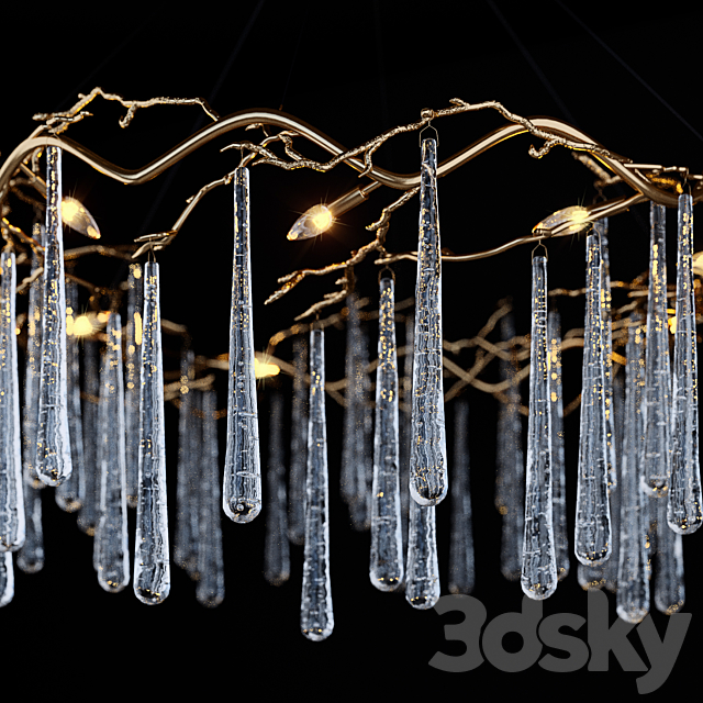 John Richard Brass and Glass Teardrop Eight-Light Chandelier 3DSMax File - thumbnail 2