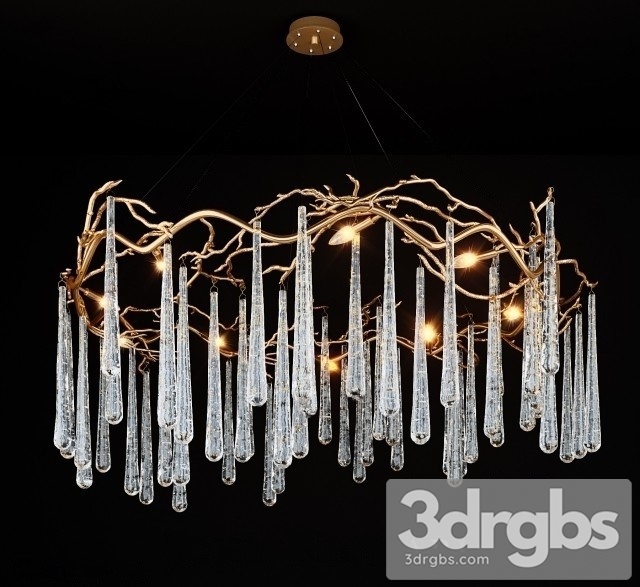 John Richard Brass Glass Teardrop Eight Light Chandelier 3dsmax Download - thumbnail 1