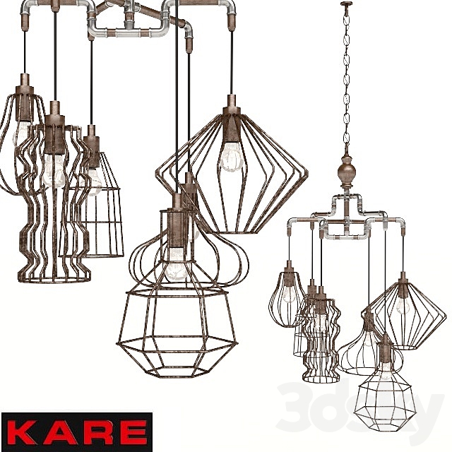 Kare Pendant Lamp Pipeline Wire 6lite 3DSMax File - thumbnail 1