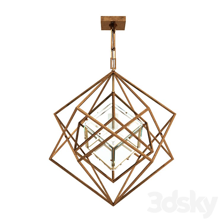 Kelly Wearstler Cubist 4 Light 31 inch Gild Pendant Ceiling Light 3DS Max Model - thumbnail 1