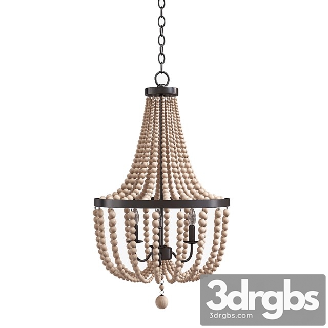 Kenroy Home 93131bs Dumas 3 Lt Wood Bead Chandelier In Brushed Steel 3dsmax Download - thumbnail 1