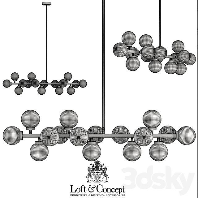 LAMP BUBBLE STIK BLACK CHANDELIER 3DSMax File - thumbnail 3