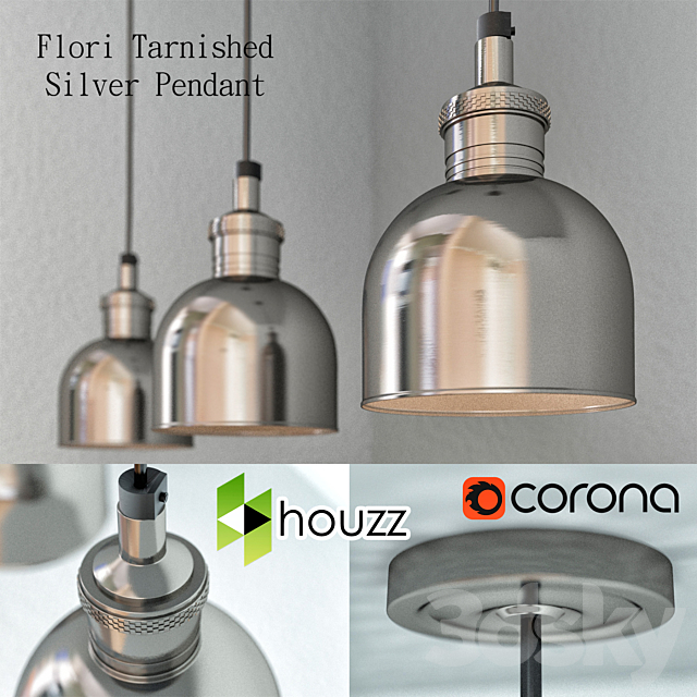 Lamp Flori Tarnished Silver Pendant 3DSMax File - thumbnail 1