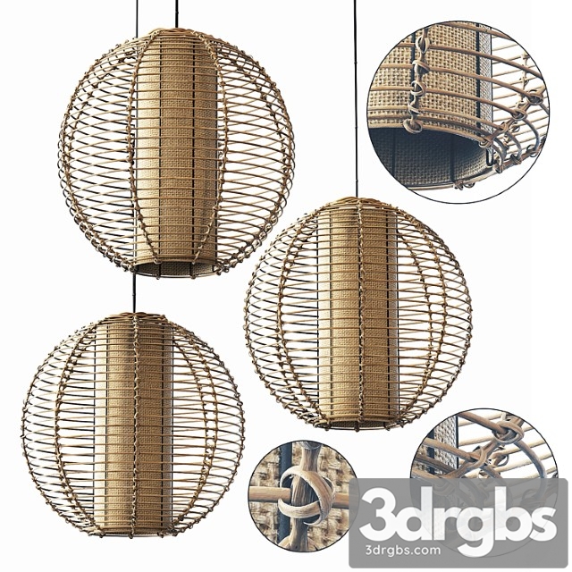 Lamp wicker branch rattan sphere - thumbnail 1