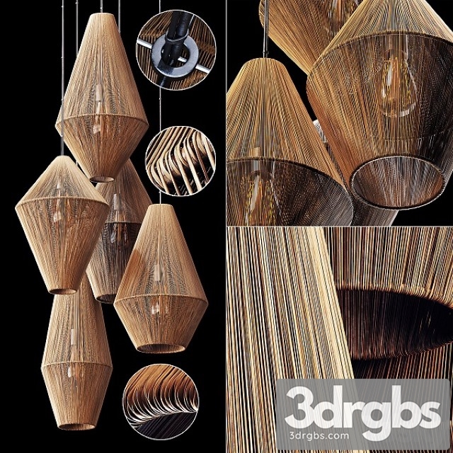 Lamp Wood Rattan Wicker 3dsmax Download - thumbnail 1