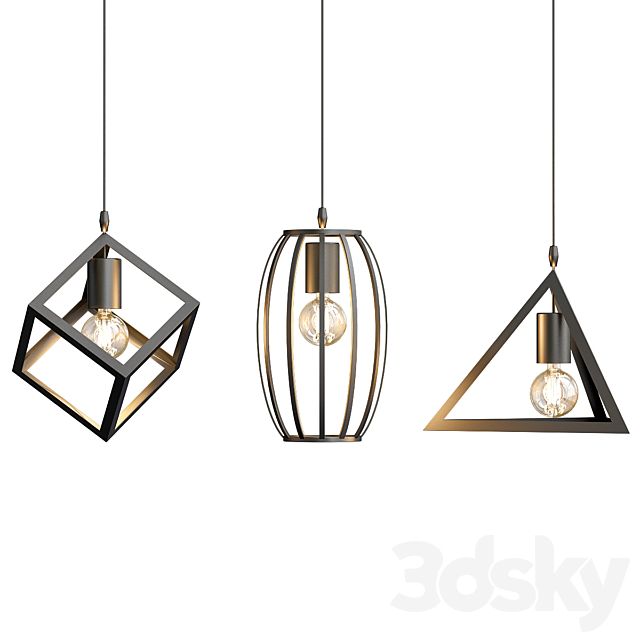 Lampe black retro pendant 3DSMax File - thumbnail 1