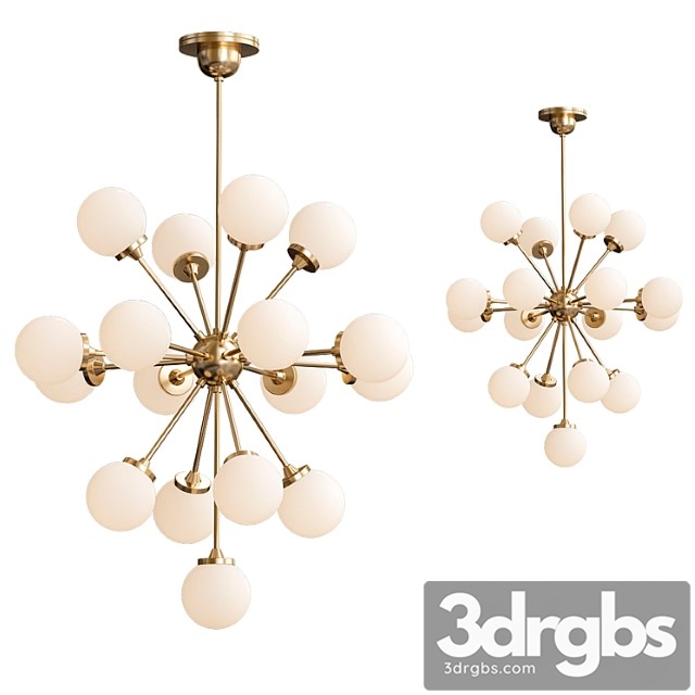 Large italian brass sputnik chandelier 3dsmax Download - thumbnail 1