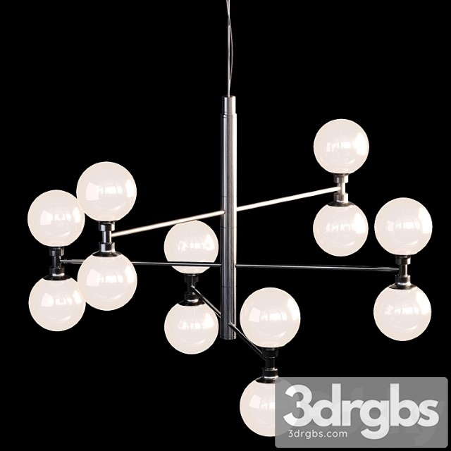 Large Pendant Light Grover With Glass Spheres In Black 3dsmax Download - thumbnail 1