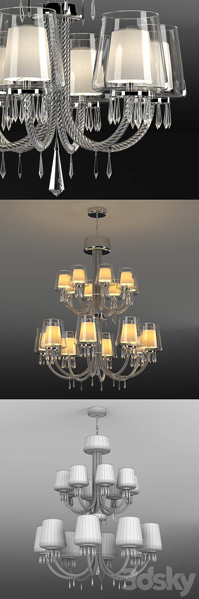 Le Notre Chandelier 16 lights 3DS Max Model - thumbnail 2