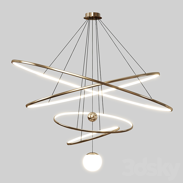 Led chandelier 3DS Max Model - thumbnail 1