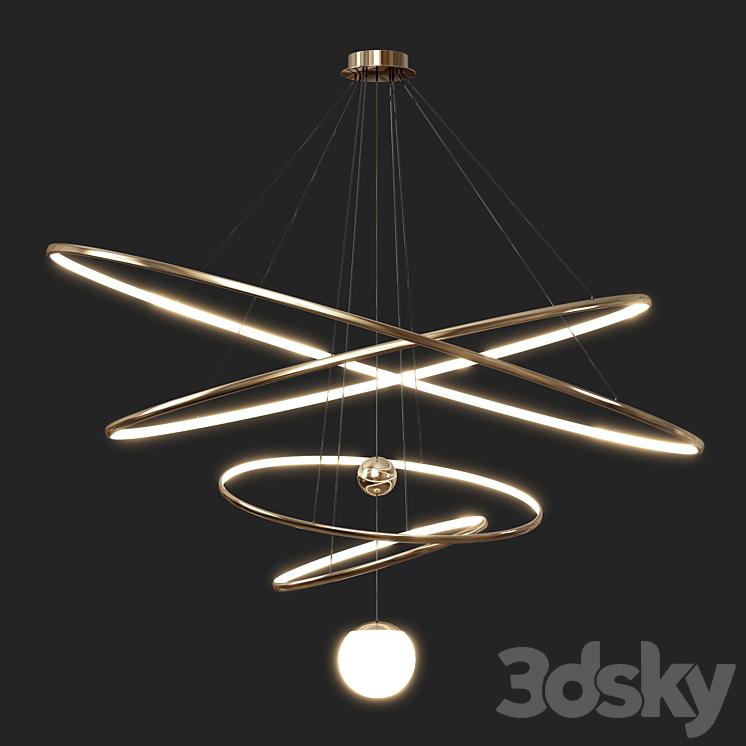 Led chandelier 3DS Max Model - thumbnail 2