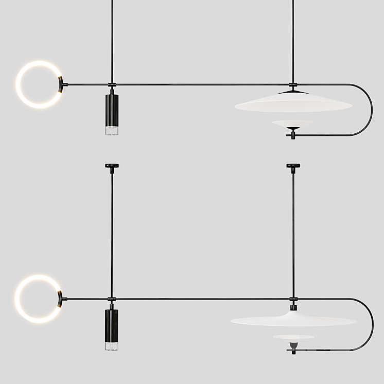 Led chandelier 3DS Max Model - thumbnail 1