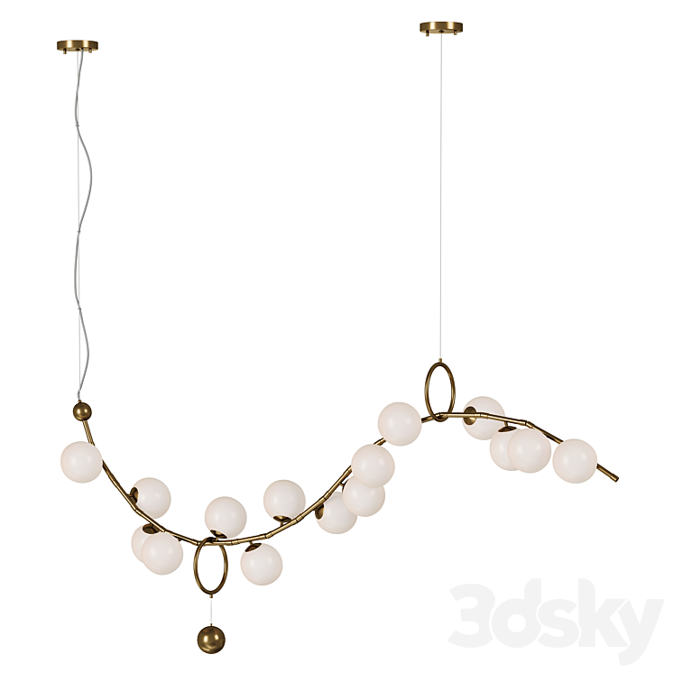 LED Linear Chandelier 3DS Max Model - thumbnail 2