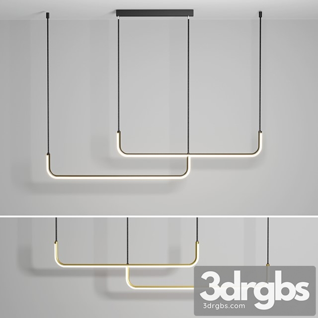 Led Pendant Light Modern Nordic Black Gold 3dsmax Download - thumbnail 1