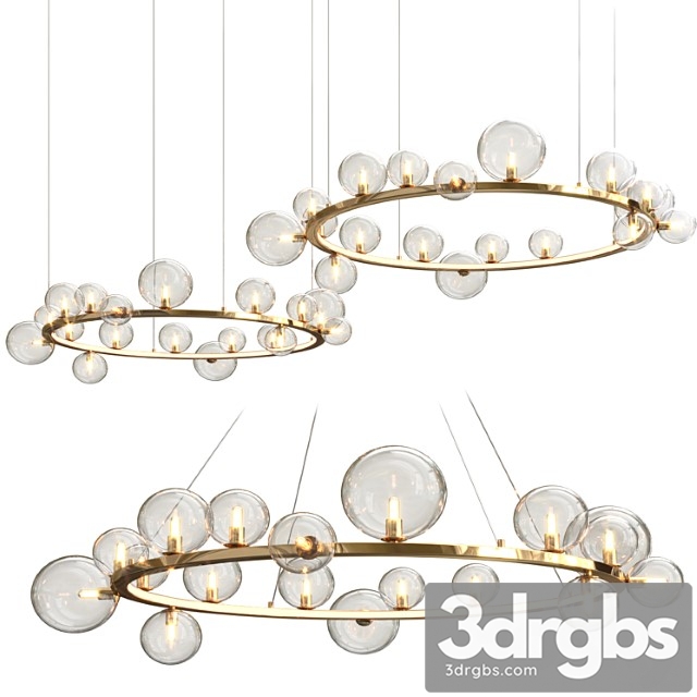 Led postmodern iron glass bubble round gold black silver pendant lights - thumbnail 1