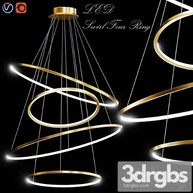 Led swirl four rings 3dsmax Download - thumbnail 1