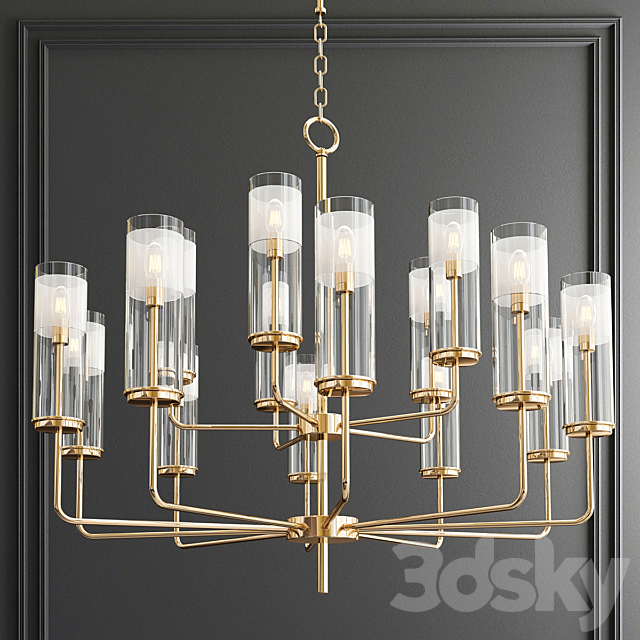 Lessman 15 Light Shaded Tiered Chandelier 3DSMax File - thumbnail 1