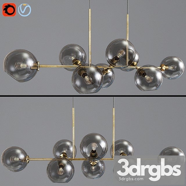 Lighting staggered glass chandelier 3dsmax Download - thumbnail 1