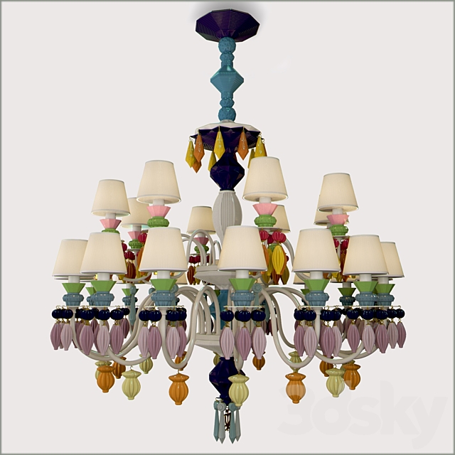 LLADRO _ BELLE DE NUIT CHANDELIER 24L MULTICOLOUR 3DSMax File - thumbnail 1