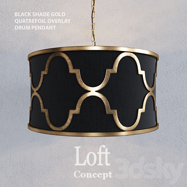 Loft concept – BLACK SHADE GOLD QUATREFOIL OVERLAY DRUM PENDANT 3DSMax File - thumbnail 1