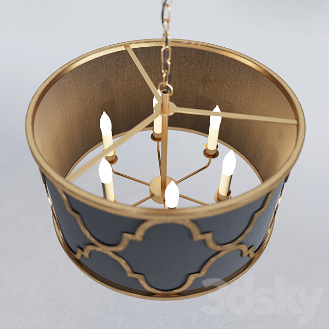 Loft concept – BLACK SHADE GOLD QUATREFOIL OVERLAY DRUM PENDANT 3DSMax File - thumbnail 2