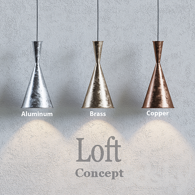 Loft concept – COPPER PENDANT LAMP BEAT LIGHT TALL 3DSMax File - thumbnail 1