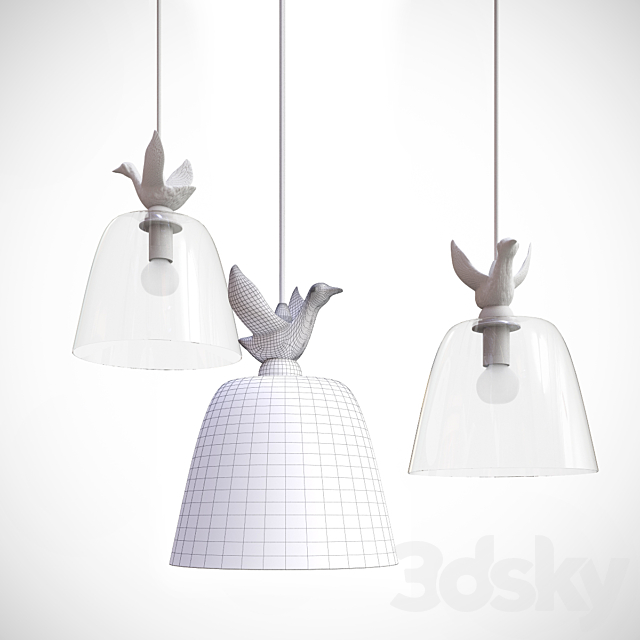 Loft Industry Glass Bird2 Triple 3DS Max Model - thumbnail 3