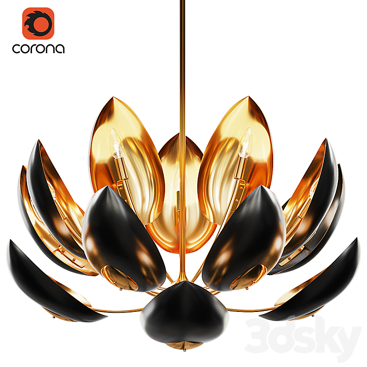 Lotus 16 Light Chandelier 3DS Max Model - thumbnail 1