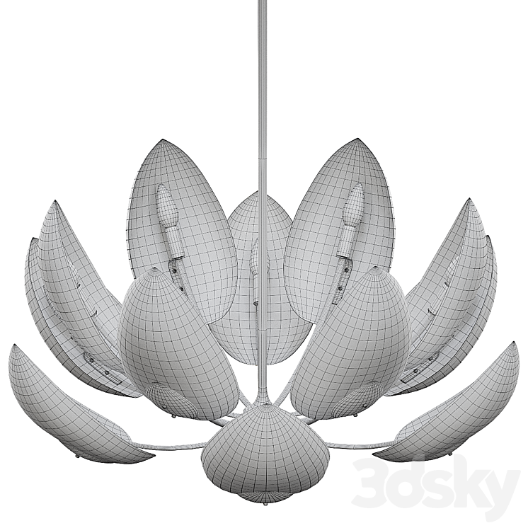 Lotus 16 Light Chandelier 3DS Max Model - thumbnail 2