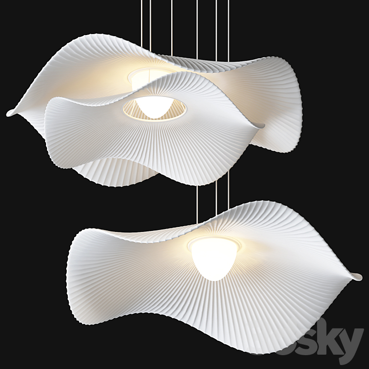 Lotus Leaf Pendant Light 3DS Max Model - thumbnail 2