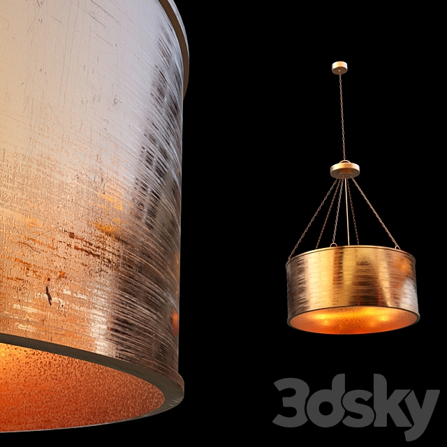 luxe patina metal drum shade pendant 3DS Max Model - thumbnail 2