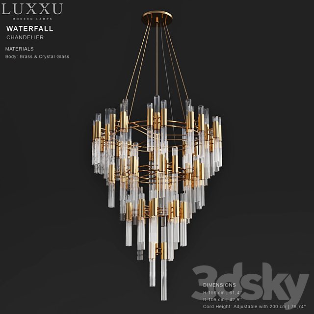 LUXXY Waterfall Chandelier 3DSMax File - thumbnail 1