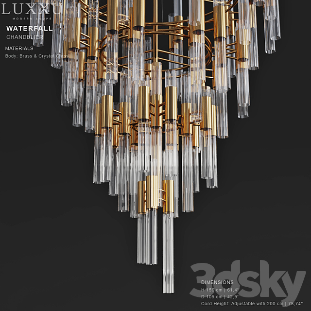 LUXXY Waterfall Chandelier 3DSMax File - thumbnail 3