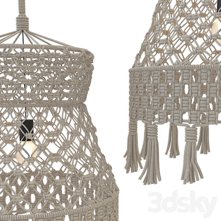 Macrame Lampshade Pendant 2 3DS Max Model - thumbnail 2