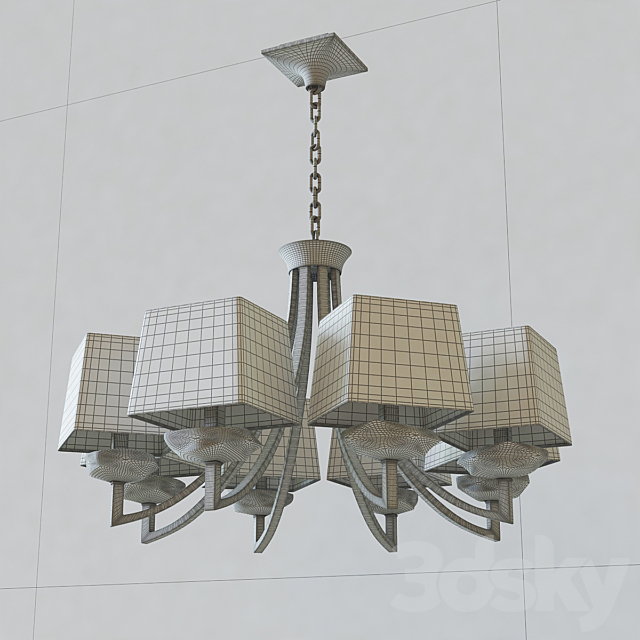 Mantra Akira Pendant Lamp Cromo _ Crema 8L 3DS Max Model - thumbnail 3