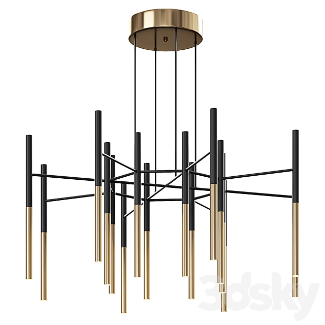 Metal Tubular Chandelier 3ds Max - thumbnail 1